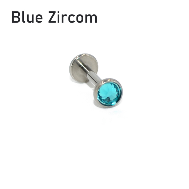 G23 Titanium Flat CZ Gem Internally Threaded Labret Stud Ear Tragus Cartilage Helix Earring Fashion Body Piercing Jewelry