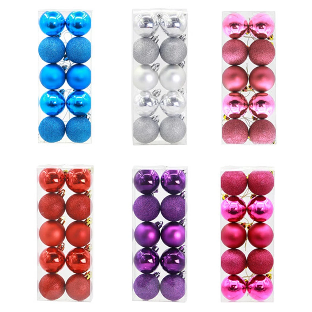 10PCS Christmas Ball Glitter Matte Shiny Ball Ornament Xmas Tree Decoration Party DIY Decoration Supplies For Festival