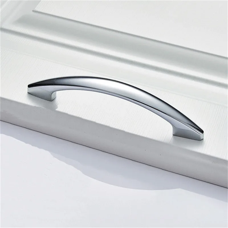Chrome 96mm Металлические носовые ручки для кухонного шкафа, дверного шкафа, ручки для комода, шкафа и выдвижного ящика - Цвет: Chrome 96mm
