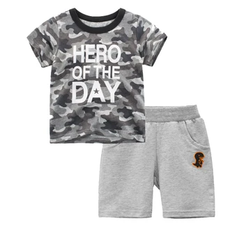 

Summer cartton printing Toddler Baby Boys Kids Clothes T-shirt+shorts O-Neck Dinosaur Cotton Children's Clothing Sets