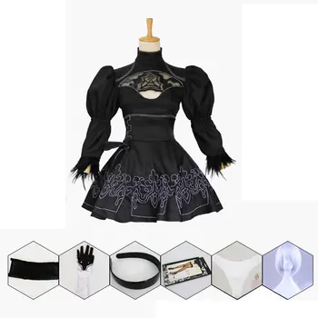 

NieR:Automata 2B Cosplay Costume Full Set Outfit With Wig For Role Playing Halloween Christmas Dress Up - S