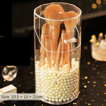 

Large Capacity Makeup Brush Storage Tube Acrylic Beauty Brush Storage Box Dustproof Cover Easy To Open Close Makeup Storage