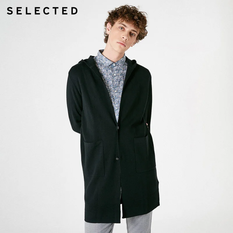 Отборные мужские A/W 50% шерсть средней длины пуловер вязаный свитер S | 418424539
