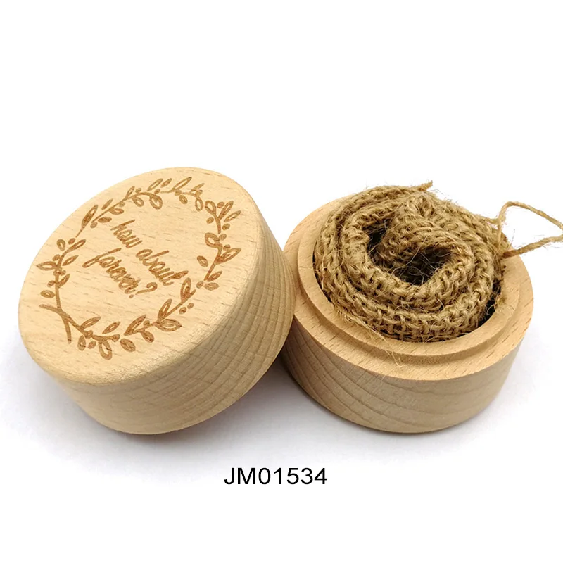 JM01534 Круглый 5,2*4,2 см Свадебный декор Винтажный чехол для хранения ювелирных изделий 1 шт. деревянная коробочка для колец ожерелье серьги контейнер сделай сам ручная работа - Цвет: JM01534