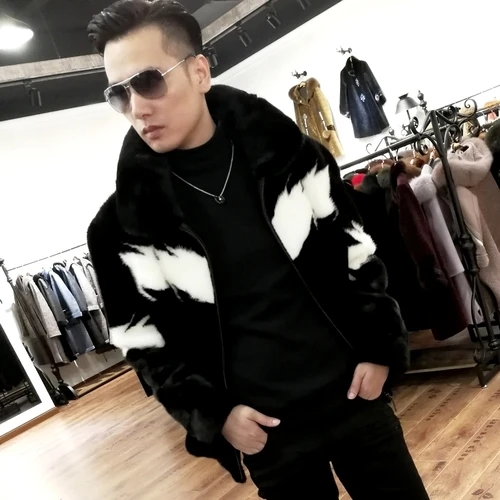 Black WhiteTD Collar Шуба из натуральной норки натуральный мех пальто зимняя куртка мужская настоящая овечья шерсть теплая верхняя одежда для мужчин s одежда жилет Homme M001 YY739 - Цвет: Black WhiteTD Collar