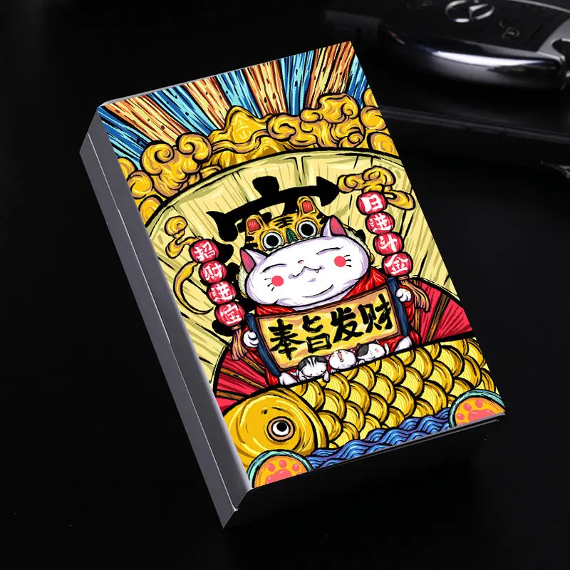 Китайский стиль, ручная работа-окрашенный ползунок Чехол для портсигара 20 палочек ультра-тонкий автоматический толкающий металлический мультфильм курить компактный чехол - Цвет: Fortune