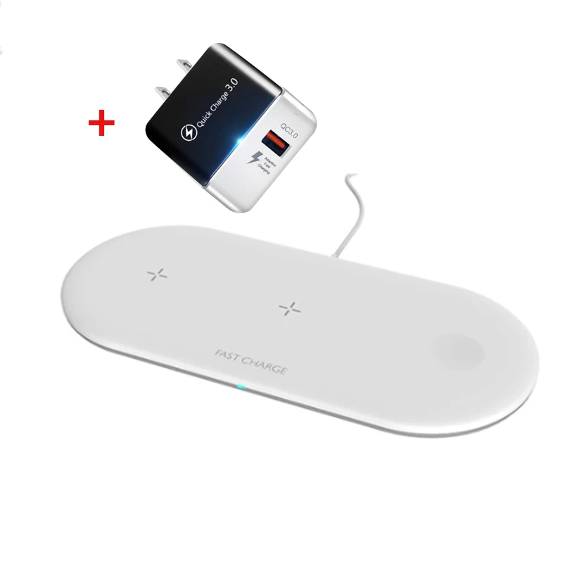 White US QC 3.0 Plug 3 в 1 10 Вт Беспроводная зарядная станция Подставка для iPhone Apple Watch Airpods зарядная док-станция Подставка - Тип штекера: White US QC 3.0 Plug