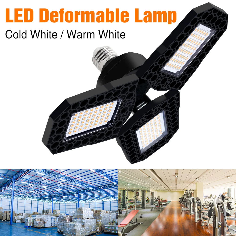 E27 220V LED 차고 전구 접이식 변형 가능한 창고 램프 110V E26 40W 60W 80W 차가운/따뜻한 흰색 홈 워크샵 조명