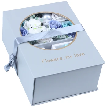 

Soap Flower Bouquet With Packing Box Red Scented Rose For Valentine'S Day Soap Rose In Gift Box, Blue