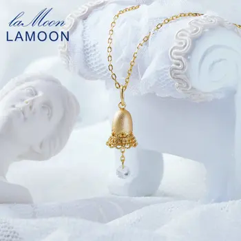 

LAMOON S925 Sterling Silver Vintage Lace Bell Tassel Nacklaces 14K Yellow Gold Plated Fine Jewelry for Women XMAS Gift LMNI121