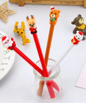 

100pcs/Lot Wholesale Gel pen Christmas Snowman Elk Bear Christmas Neutral Pen 0.5mm Student Stationery Writing Tool GP423