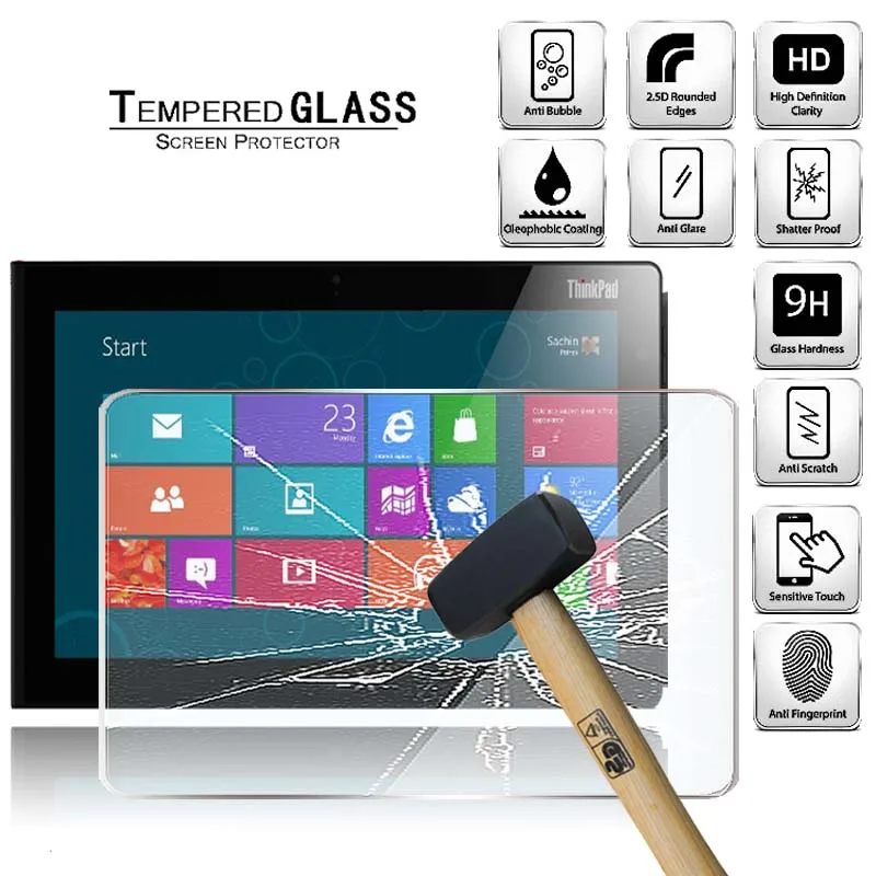 Tempered Glass Screen Protector Cover for Lenovo Thinkpad Tablet 2 10.1incn Full Screen Coverage Anti-Scratch Screen