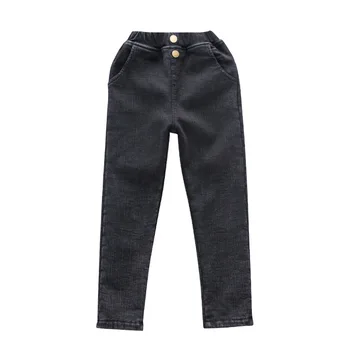 

black denim pants age for 3 - 12 years little girls casual simple school style trousers 2020 new autumn winter children clothes