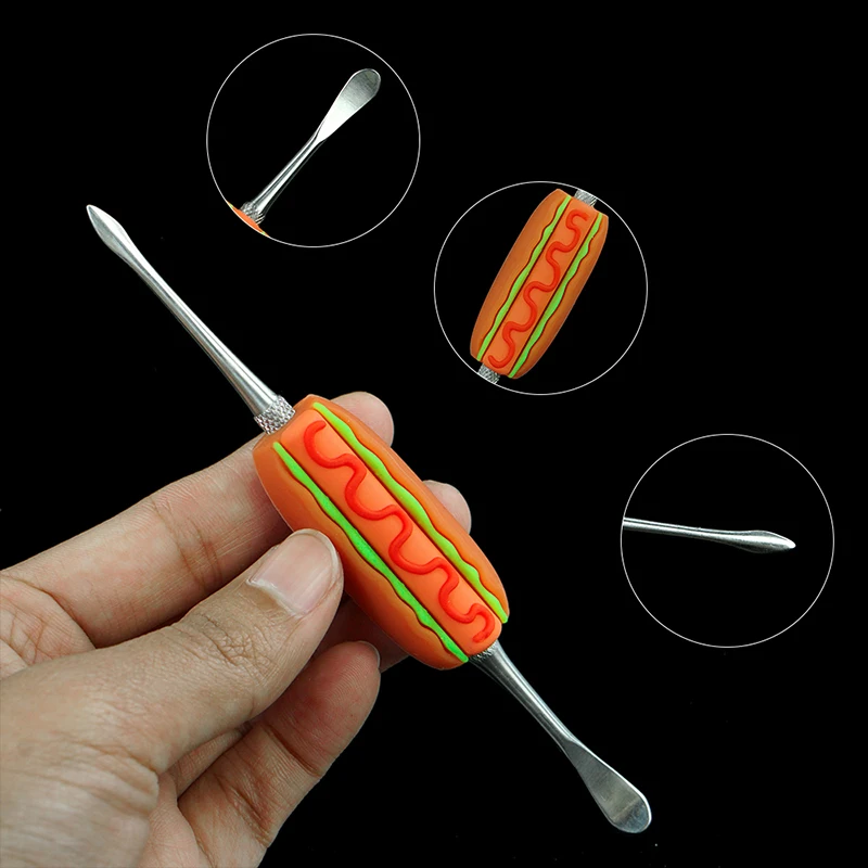 Novelty Metal Dab Tool 123mm Wax Carving Dabber Stainless Steel Hot Dog Style Titanium Nail Spoon Smoking Accessories
