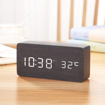 

Electronic Alarm Clock Bedroom Lazy Dormitory Headtable Wooden Personality Simple Desktop Table Top Clock