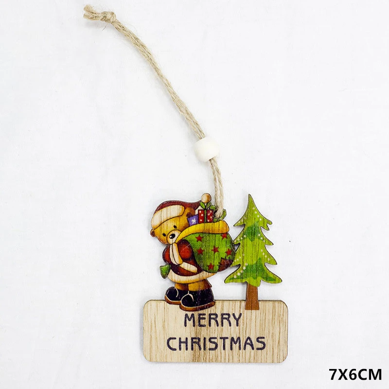 Год Рождество деревянный кулон дерево олень Рождественское дерево декор Noel рождественские украшения для дома Natal Navidad подарок для детей - Цвет: Bear