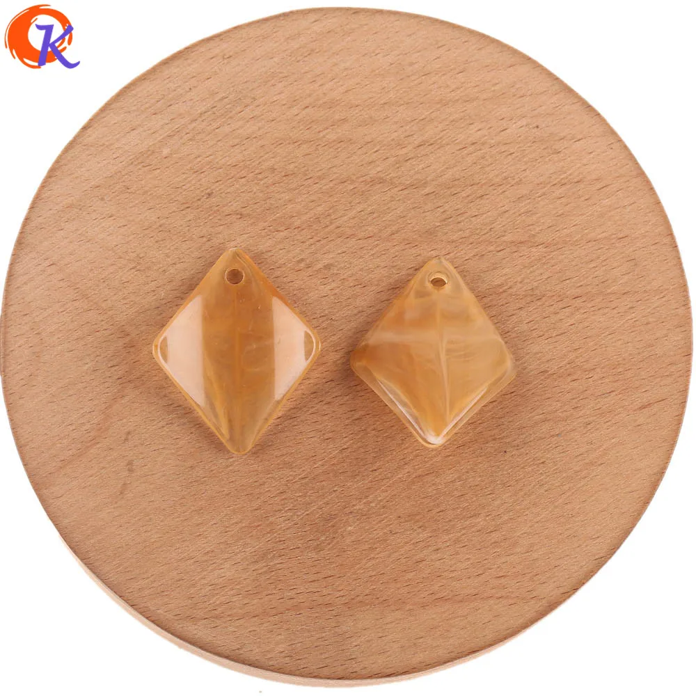 Yellow Brown Cordial Design 24x30mm 200pcs Marble Effect/Curved Rhombus Shape Beads/Earrings Accessories/Parts/Hand Made Jewelry/Earring DIY - Цвет: Yellow Brown