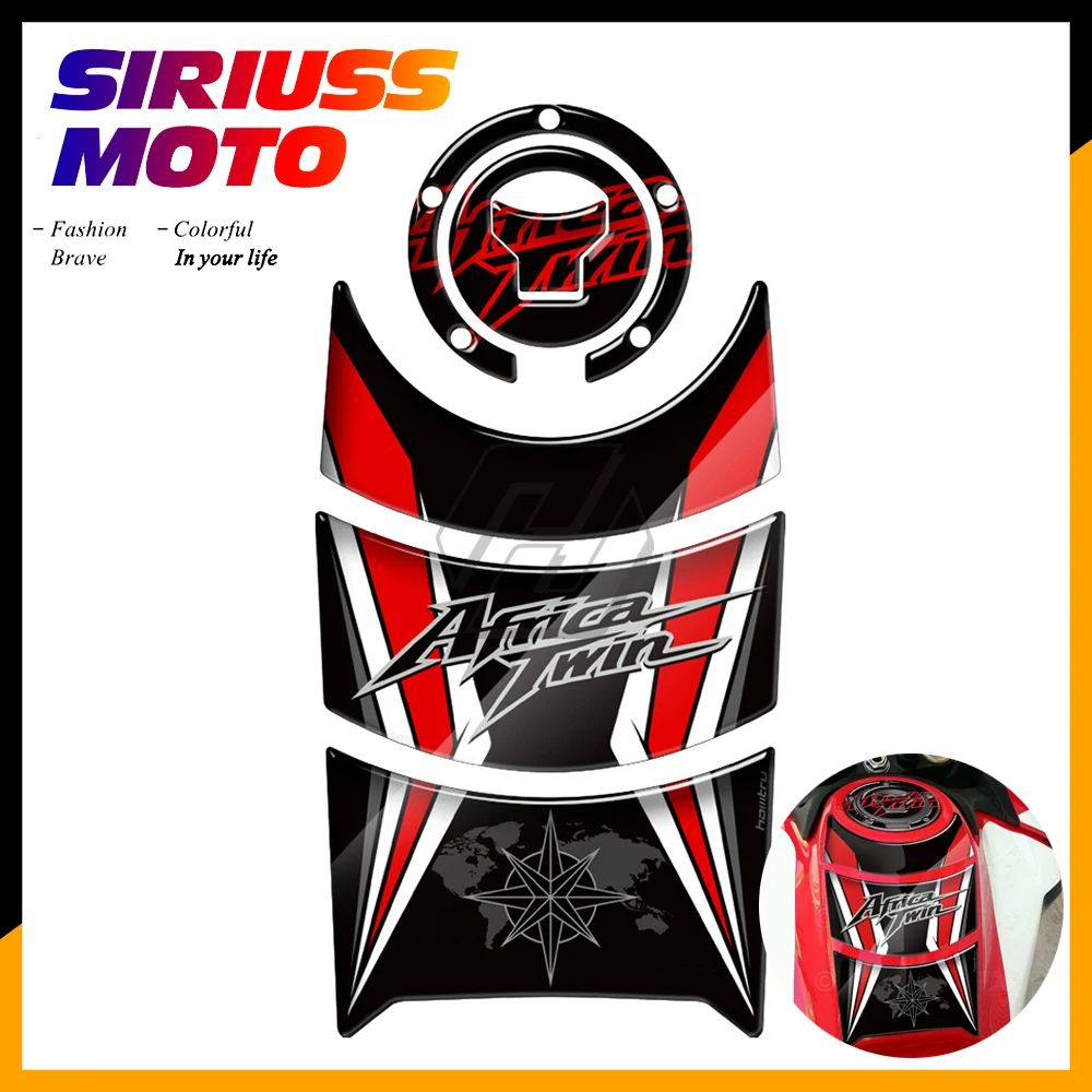 

3D Motorcycle Fuel Gas Cap Sticker Tank Pad Protector Case for Honda CRF1000L Africa Twin 2016-2019