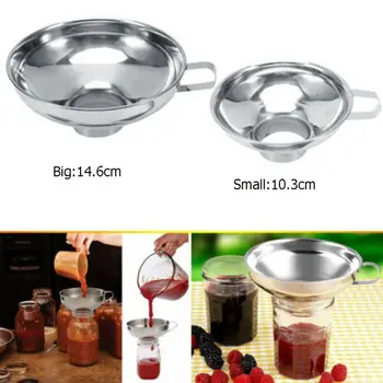 

New Fashion Stainless Steel Pouring Decanting Funnel With Filter Jam Strainer Kitchen Tools
