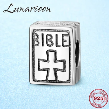 

Real 925 Sterling Silver Cross Faith Bible Book Beads Fit Original europeu Charm Bracelets Fine Jewelry making