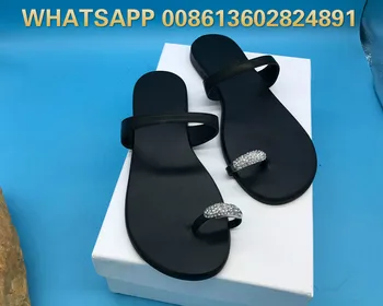 

Real Leather Women Crystal Design Slipper Cow Leather Flip Flops