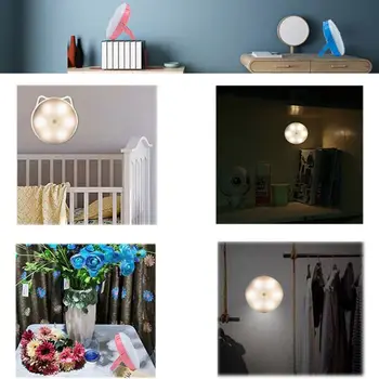 

Night Light Kitten Ear Motion Sensor Lamp with Stand Nightlight for Staircase T8WE