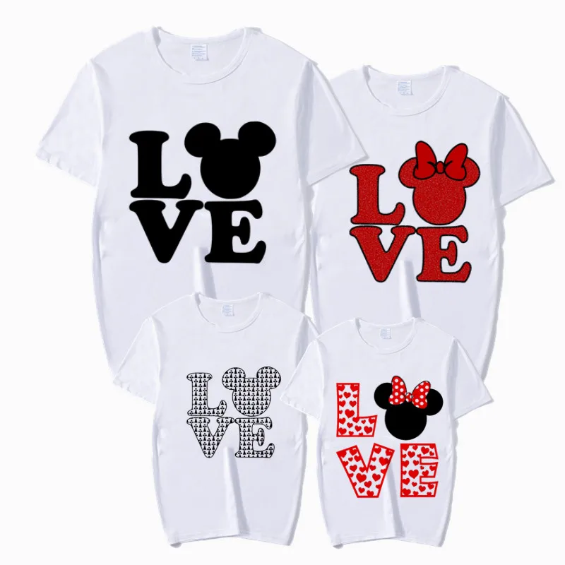 Одинаковые комплекты с принтом «Love mouse» для всей семьи, футболка, мама папа, сын, семейная одежда для маленьких девочек, детская футболка