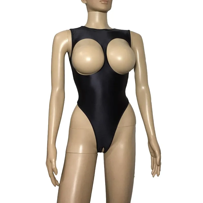 Sexy Shiny Spandex Cupless Crotchless Teddy Thong Leotard Open Breast Bodysuit Lingerie Jananese Style Erotic Swimwear women underwear sexy lingerie women swimsuit