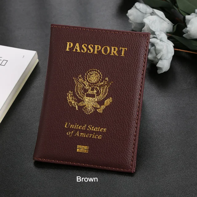 Personalised leather USA Passport Cover Customized Travel Passport holder American Wallet Covers for Passports us passport Auburn
