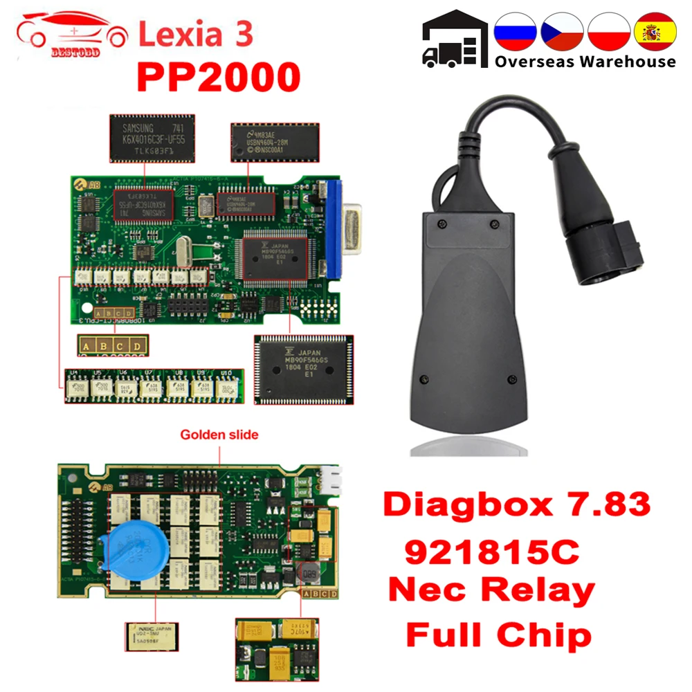 Сканер диагностический Lexia 3 PP2000 для Citroen Peugeot OBD2 полный чип Diagbox V7.83 прошивка 921815C
