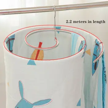 

Stainless Steel Rotating Drying Rack Round Spiral Quilt Sheets Hanger Save Space Blanket Hanger Outdoor Home Balcony Hanger