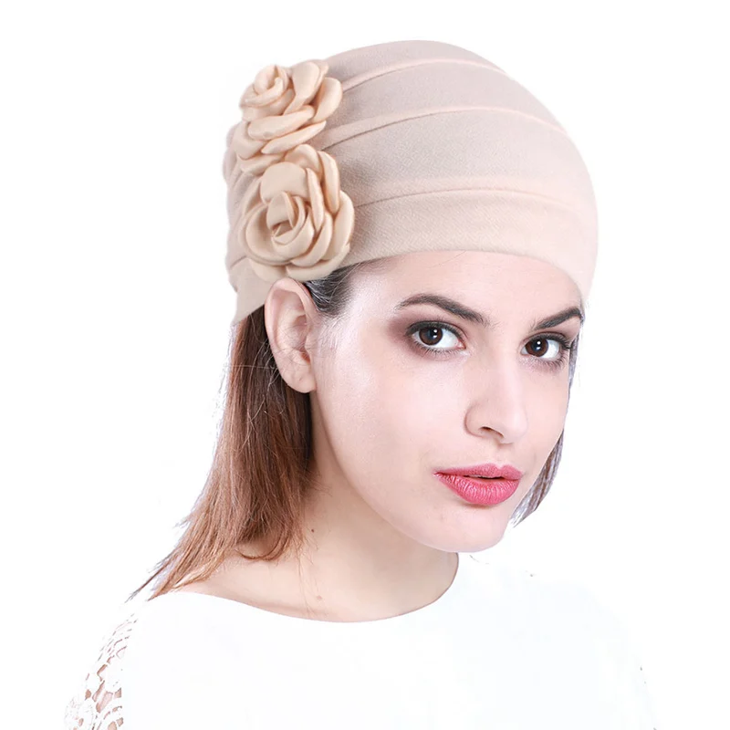 Женская шапка цветочный Дамский тюрбан шляпа весенние женские шапки Hairnet мусульманская Кепка chemo шляпка с цветком шапочка