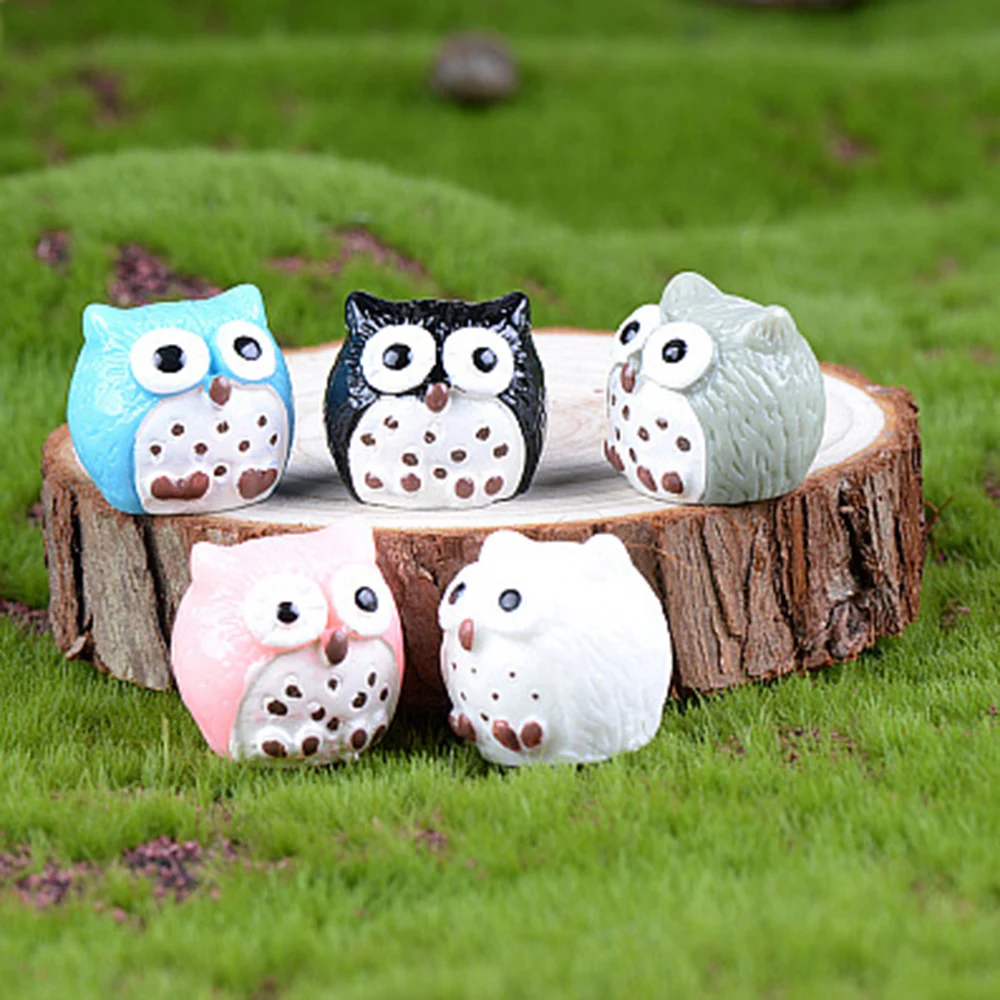 Mix 5 Pcs Owl Figurine Miniatures Graduation Gift Home Decor Garden Decoration