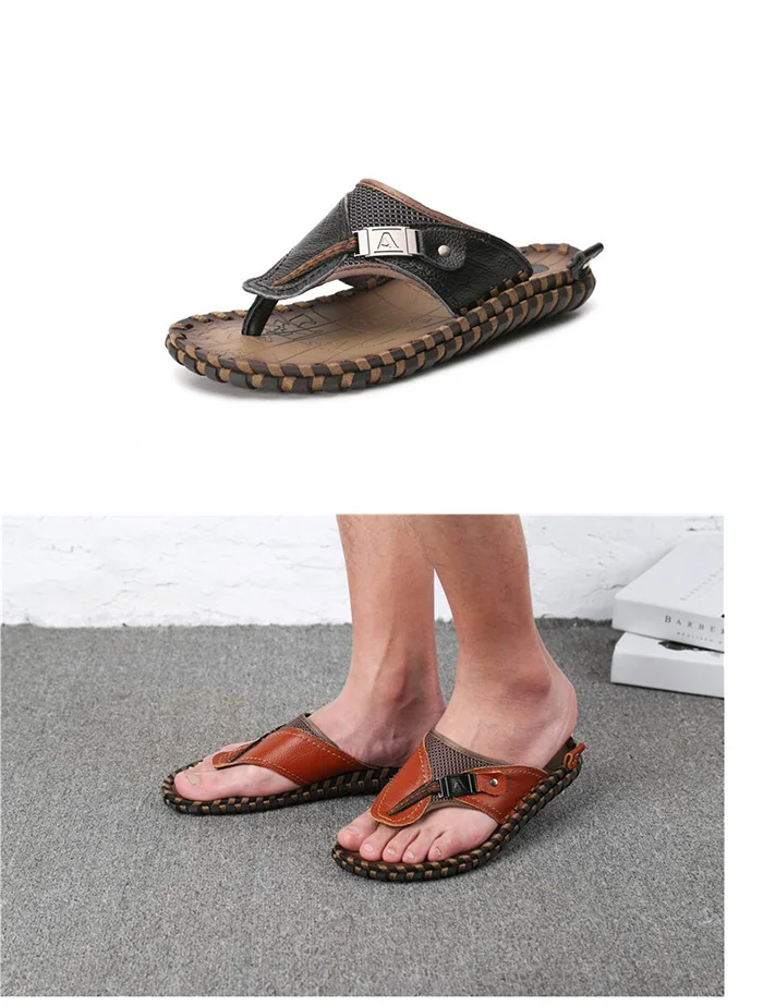 Mens Slippers Luxury Flip Flops Summer Beach Shoes Outdoor Sandals Plus Size 48 