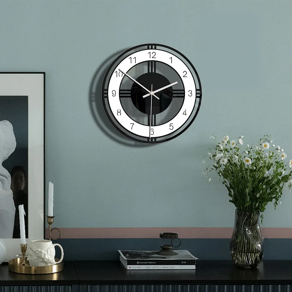 Настенные часы акриловое прозрачное украшение для дома часы черный и белый круглый творческий гостиная спальня немой Ретро подарок