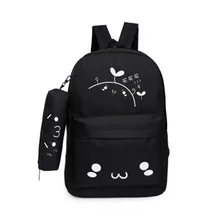 Корейско-Стиль стиль картина, отпечатанная на холсте рюкзак двухсекционный комплект школьный рюкзак сумка для ноутбука,, женская сумка