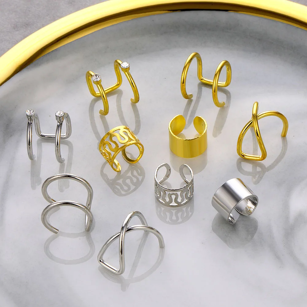 De acero inoxidable Clip oreja manguito aretes falso cartílago pendientes lote Clip no perforante en pendientes conjuntos de pendientes para el regalo de las mujeres