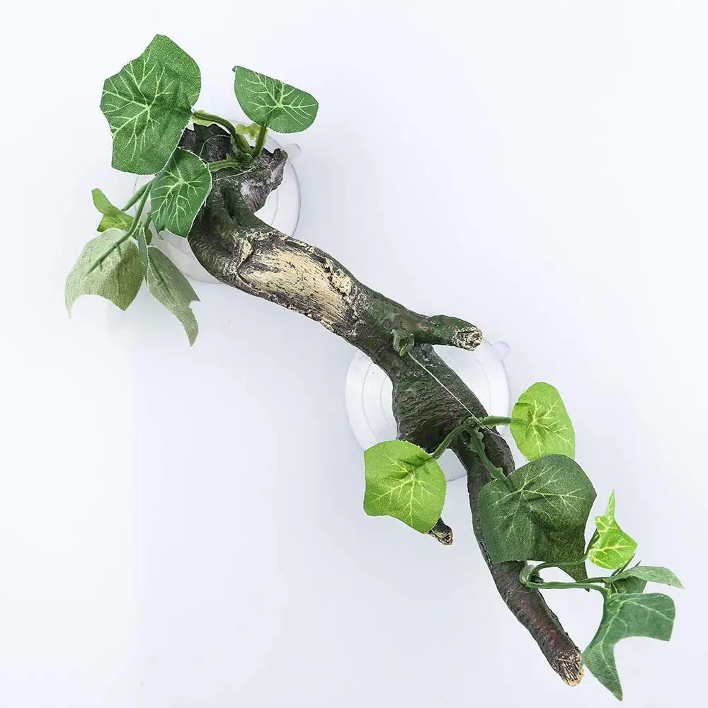 aquarium sand vacuum Resin Artificial Branches Reptile cave Corner Fake Branch Terrarium Plant Decor With Suction Cup Amphibian Lizard Snake Climbing fish tank decorations