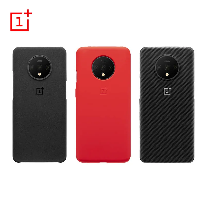 Original OnePlus 7T Bumper Case Material Aramid fiber PC Half-round Back Cover Shell Sandstone Carbon For |