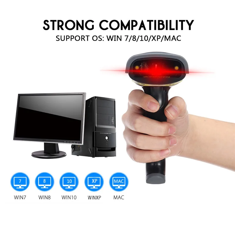 Varredor de Código de Barras de Varredura Leitor de Código de Barras Metros de Distância de Transferência sem Fio Dc5v sem Fio com Fio 2 em 1 Handheld 2.4g 80-150 5 código de barras de varredura handheld 2