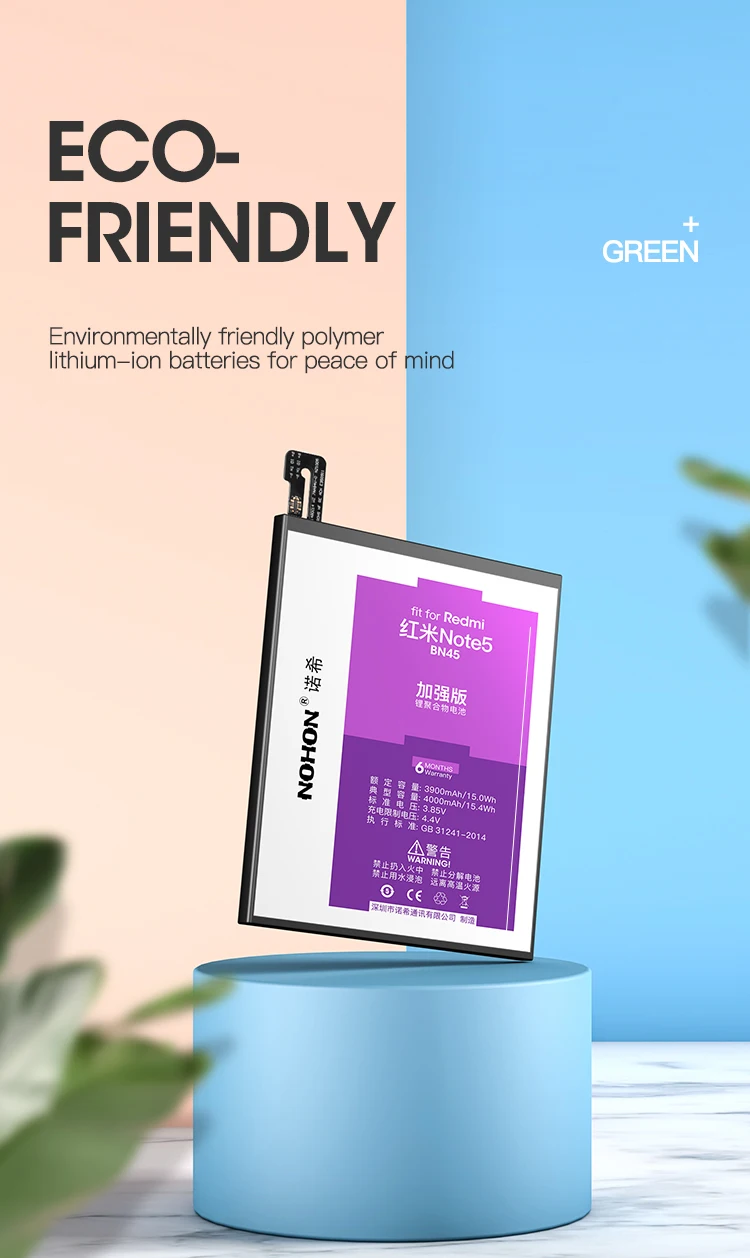 Original NOHON Battery BN45 BN43 BN41 BM46 BM45 For Xiaomi Redmi Note 5 4 4X 3 2 Replacement Bateria Lithium Polymer Batteries