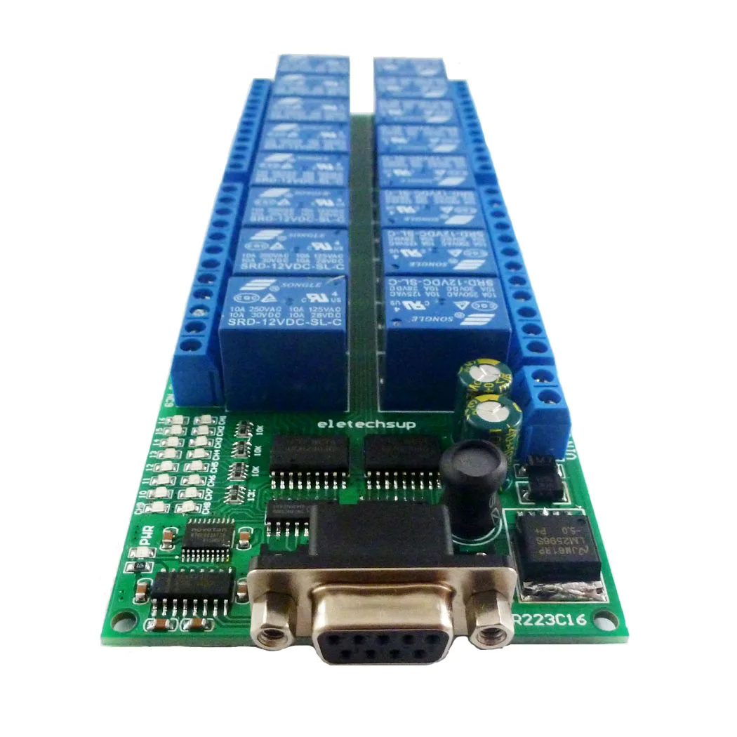 16ch DC 12V Серийный порт DB9 UART RS232 релейный модуль для PLC PC Com 3D принтер LED Home
