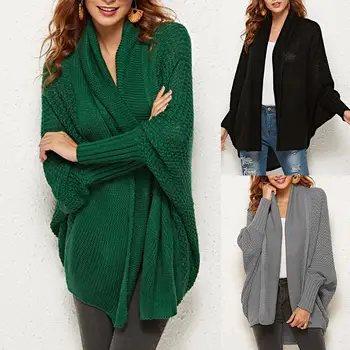 

Autumn Sweater New Fashion Womens Solid Color Long Sleeve Sweater Top Casual Cardigan Coat Pockets Loose Cardigan свитер женский