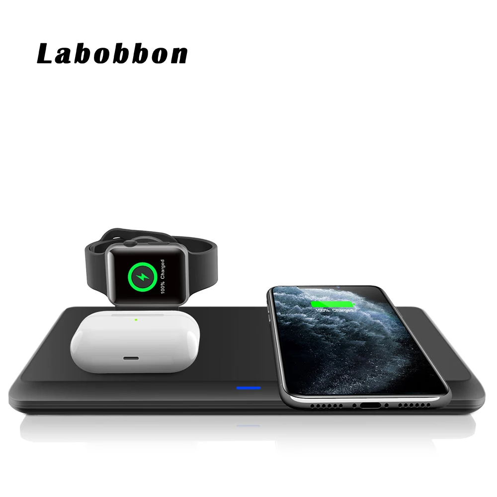 Беспроводная зарядная станция Labobbon 3 в 1 для iPhone 11/11pro/Se X XS XR Xs Max 8 + iWatch 6 SE AirPods 2/Pro