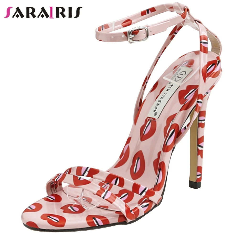 

SARAIRIS 35-40 New INS Hot Lady Fashion Mixed Colors Summer Sandals Party Sexy Sandals Women Thin High Heels Shoes Woman
