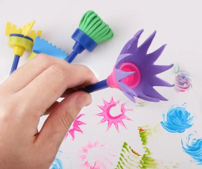 DIY цветок губка для граффити Искусство Набор кистей печать живопись инструменты Забавный рисунок игрушки Смешные творческие игрушки для детей 4 шт./компл