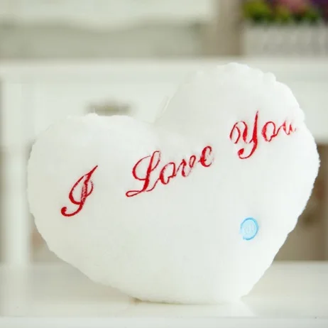 День Святого Валентина подарок на день рождения Kawaii светодиодный светящийся любовная Подушка разноцветный плюш Мягкие плюшевые подушки в форме игрушек свидания с подругой - Цвет: Blanco