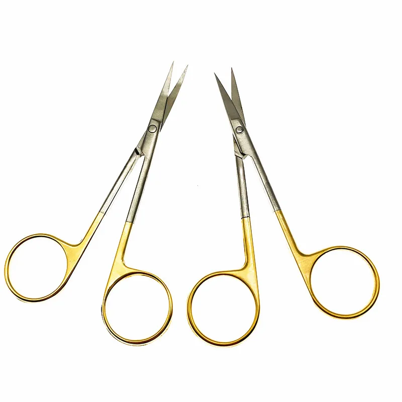 Plastic Surgery Scissors Gold Handle 8.5cm 9.5cm Ordinary Surgical Eye Scissors Beauty Scissors