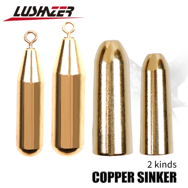 LUSHAZER 5pcs/lot cylinder shape copper Dropshot weight 1.8g 3.5g
