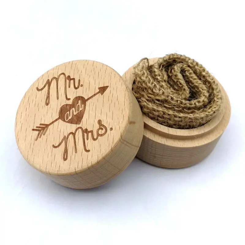 Персонализированные гравировка деревенские свадебные деревянные кольца коробка ювелирных изделий безделушка контейнер для хранения на заказ Mr& Mrs кольца - Цвет: JM01520